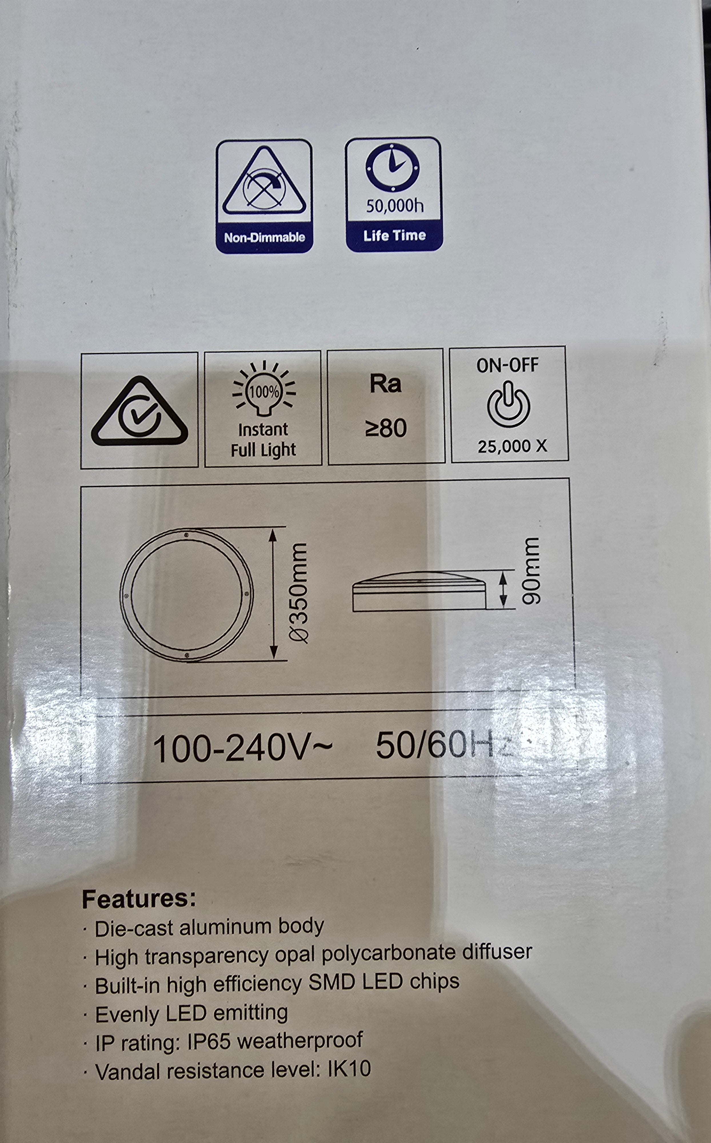 Energetic Rotunda LED Bunker Light — 1450lm, 18W, 5000K, Black