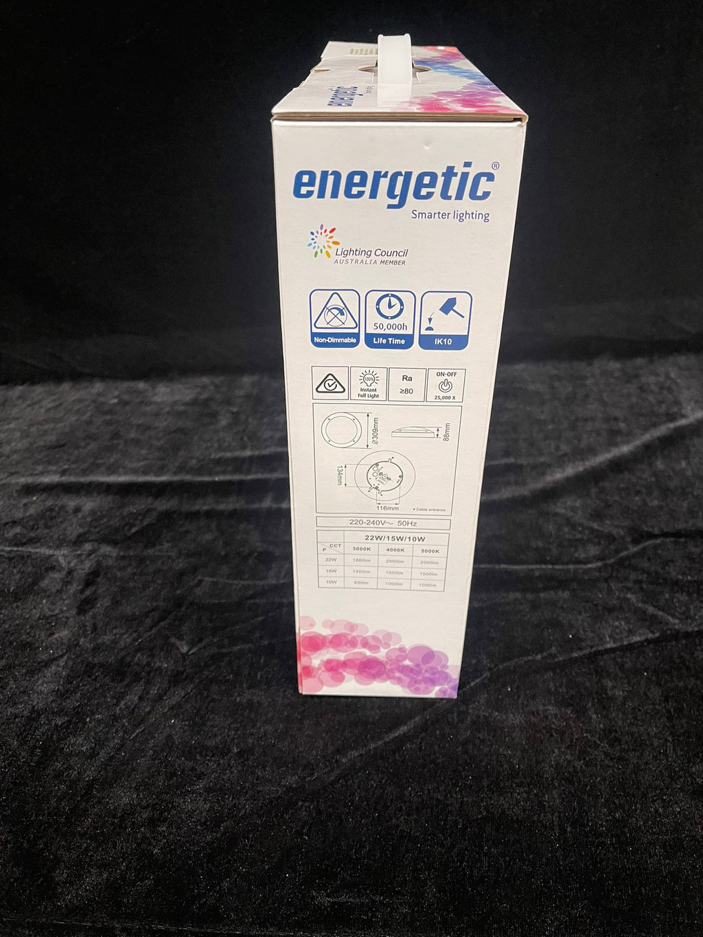 Energetic Smart light LED Bunker, Black Trim 15w, 134x116mm