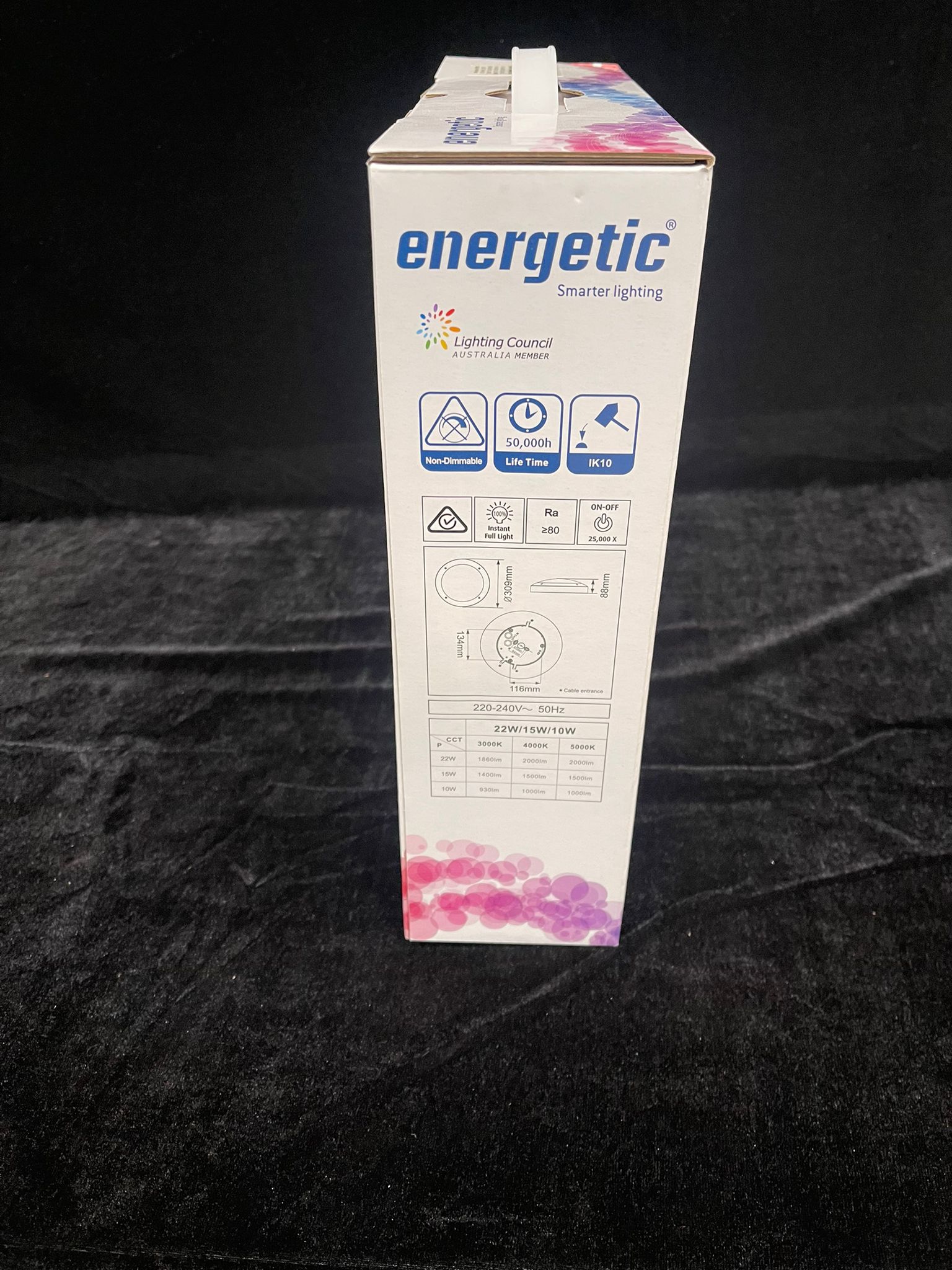 Energetic Smart light LED Bunker, Black Trim 15w, 134x116mm