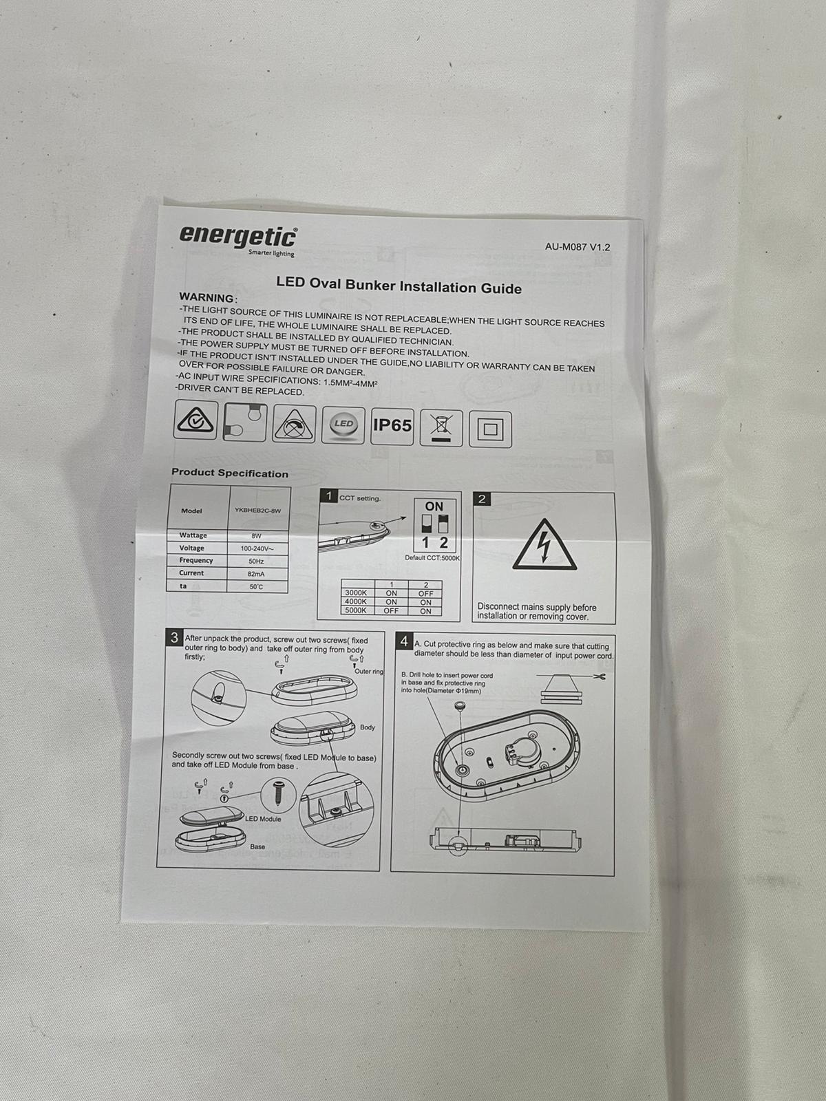 Energetic Smarter Lighting 8w Oval LED Bunker
