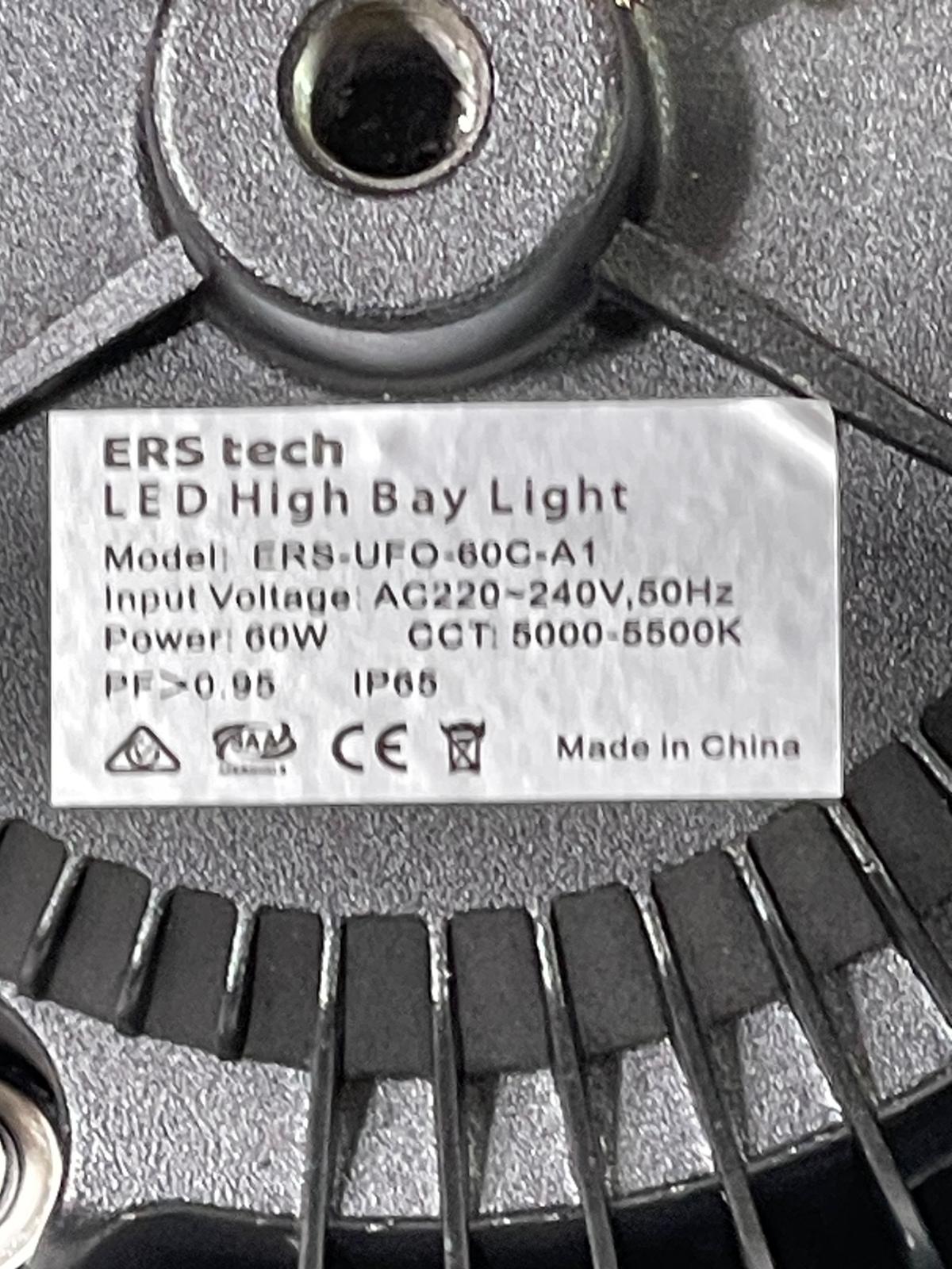 ERS Tech LED High Bay Light 60W CCT: 5000 - 5500K Occupancy + Daylight Sensor