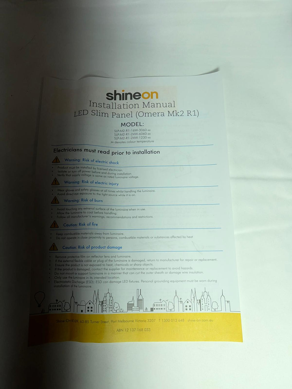 LED Slim Panel Light (OMERA MK2 R1) 24W, 4000k, White