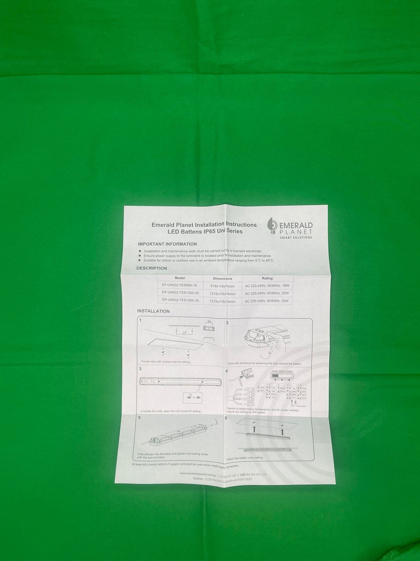 Emerald Planet LED Batten IP65, 120deg, 1200mm