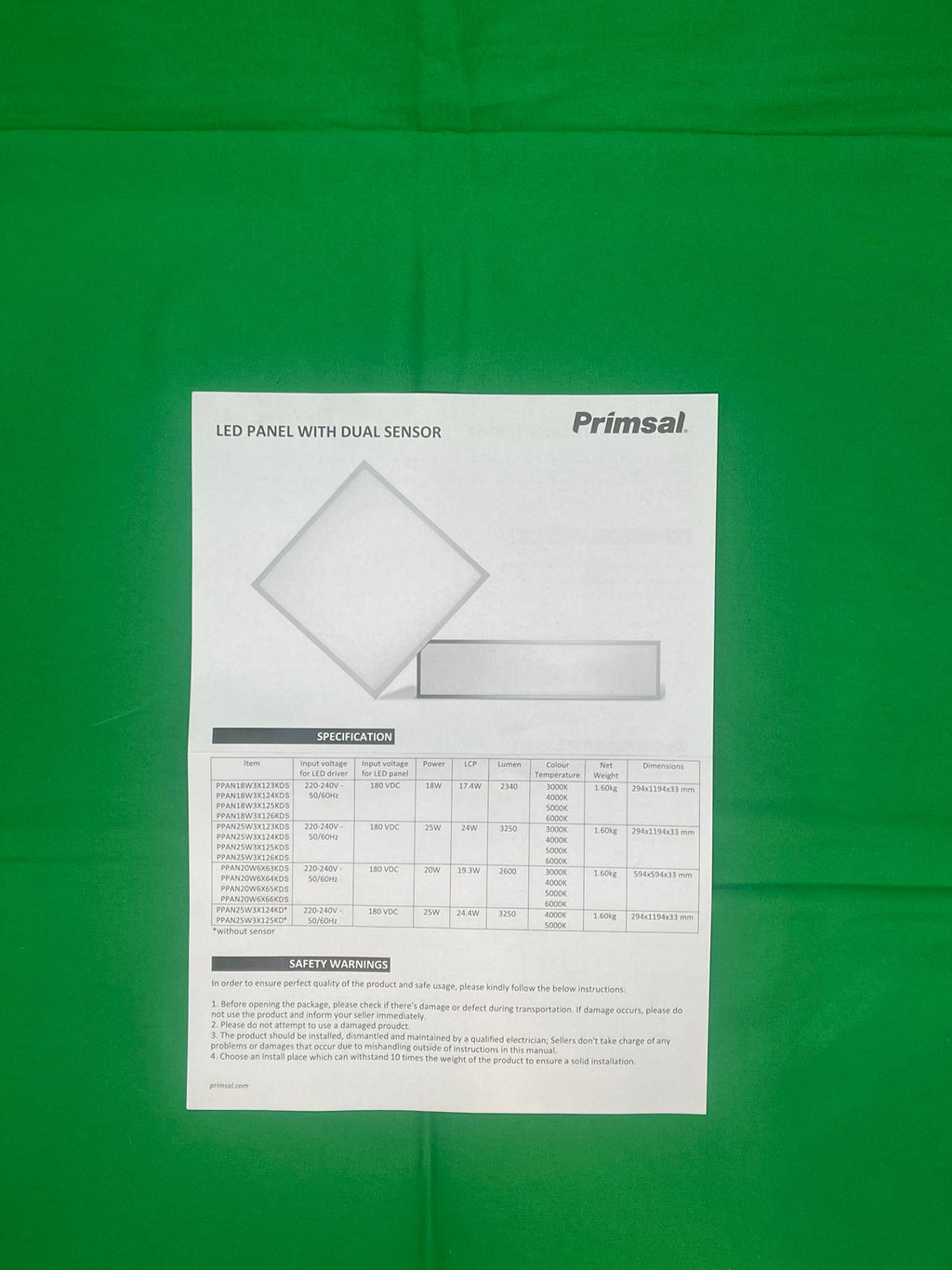 Primsal 20W Dual Sensor LED Panel