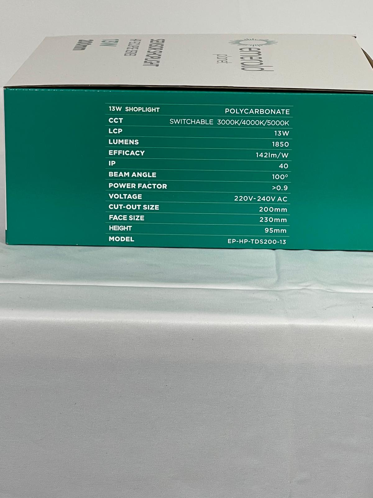 Emerald Planet LED Shoplight HP Eclipse Series G2 Tri-colour Dimmable 13W 200mm