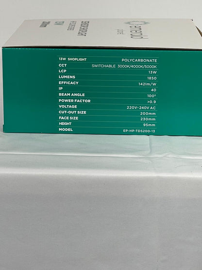 Emerald Planet LED Shoplight HP Eclipse Series G2 Tri-colour Dimmable 13W 200mm