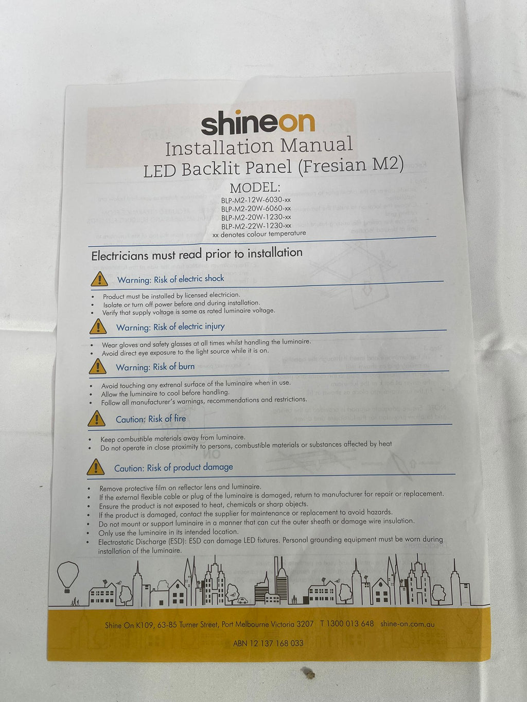 Shineon LED Backlit Panel (Fresian M2) 20W 4000W