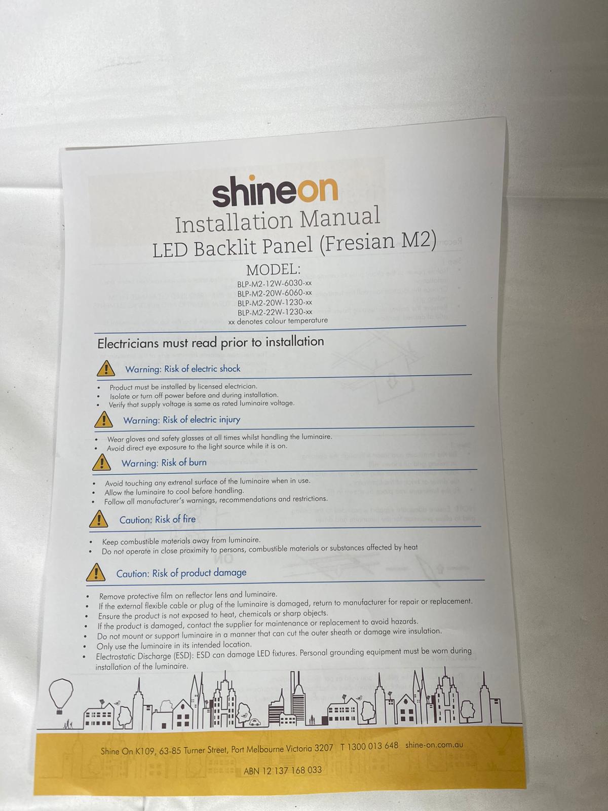 Shineon LED Backlit Panels CCT: 5,000K