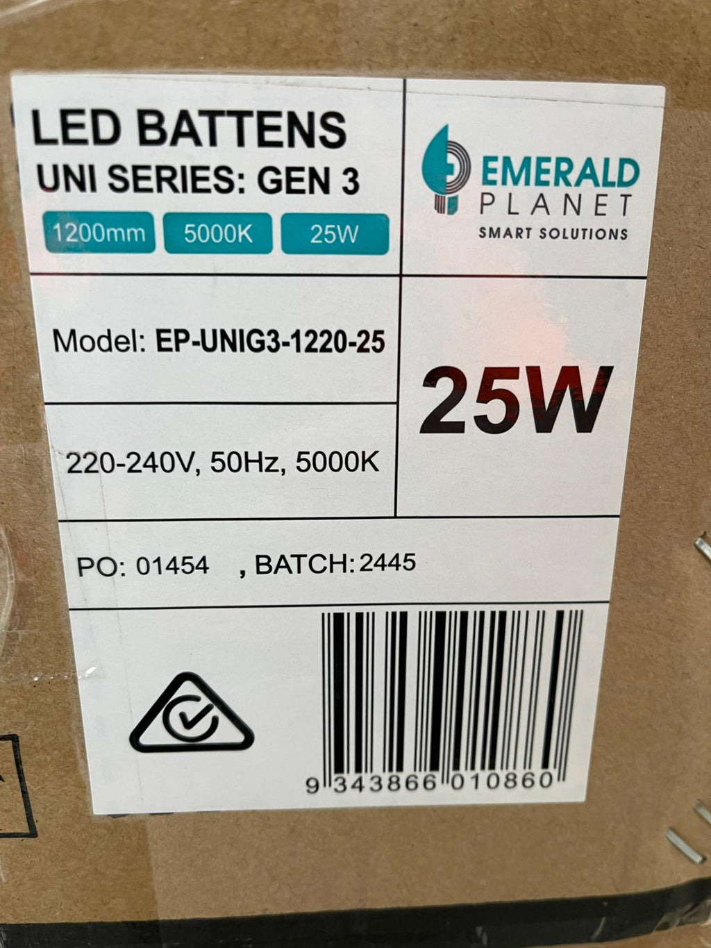 Emerald Planet LED Batten Light 25W, 120Deg, 1200mm