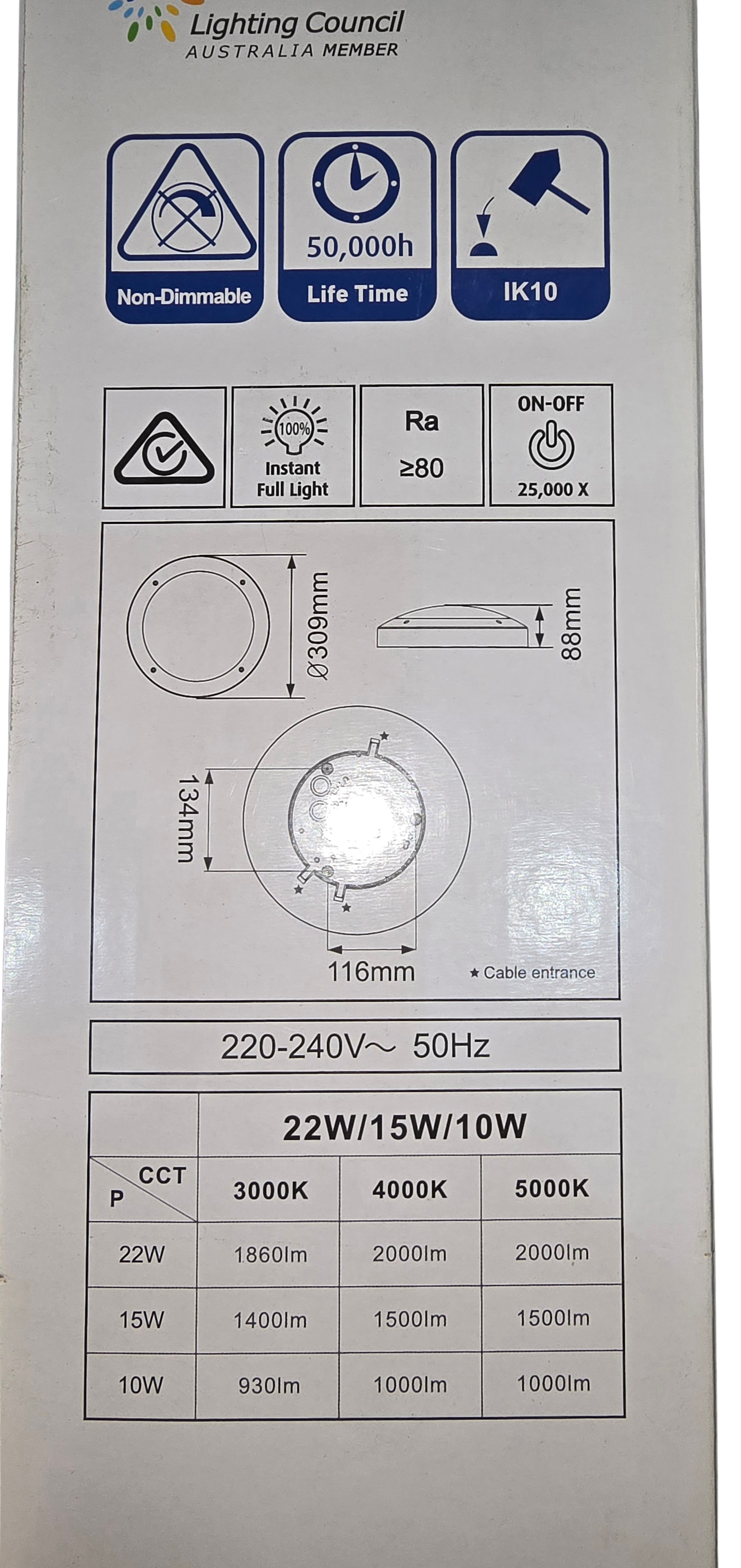 Energetic Smart light LED Bunker, Black Trim 15w, 134x116mm
